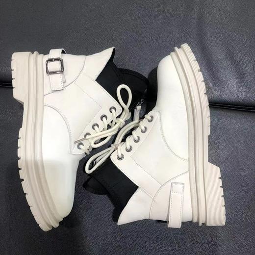 lfgj jeans BD218 英伦风潮流厚底女靴帅气松紧口真皮女靴 商品图6