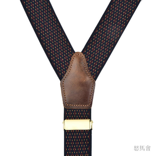 意大利牛皮尼龙橡丝Y型蓝色老花手工背带 商品图1