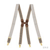 意大利牛皮尼龙橡丝X型卡其色条纹手工背带 商品缩略图0