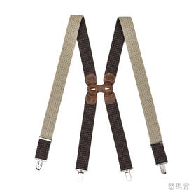 意大利牛皮尼龙橡丝X型浅棕色老花手工背带