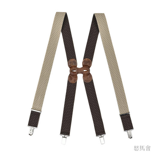 意大利牛皮尼龙橡丝X型浅棕色老花手工背带 商品图0