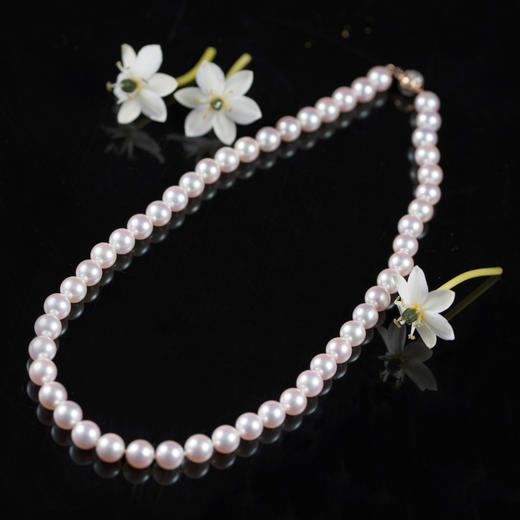 「极光」天女Akoya珍珠项链8-8.5mm全圆强光樱花粉天女Akoya 商品图2