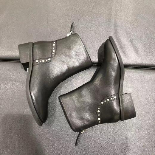 lfgj jeans.BJ603 时尚铆钉百搭平底短靴真皮女靴 商品图2