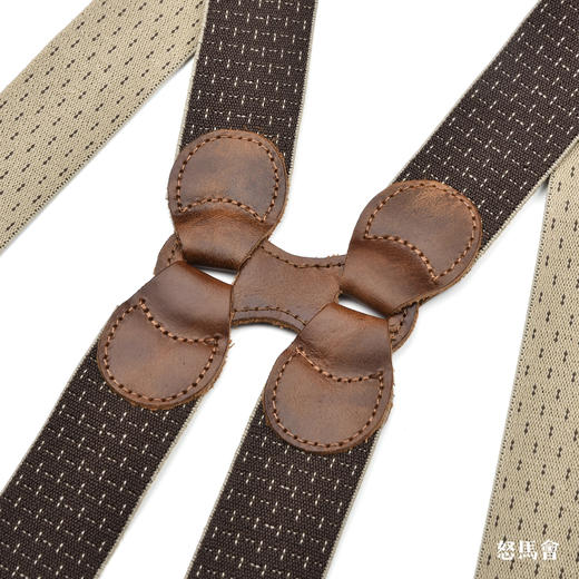 意大利牛皮尼龙橡丝X型浅棕色老花手工背带 商品图3