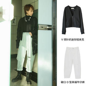 V领针织迷你短夹克211SY063