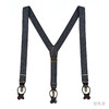 意大利牛皮尼龙橡丝Y型蓝色人字纹手工背带 商品缩略图0