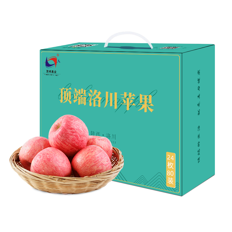 【精品中果】顶端果业洛川红富士苹果24枚80mm精品标准款