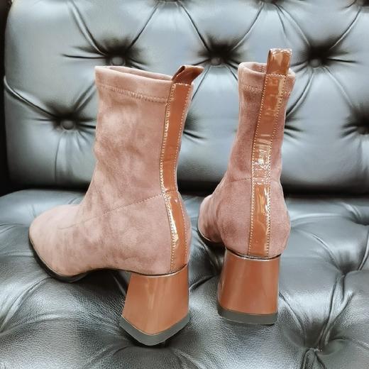 lfgj  jeans  AH801.粗跟方头弹力靴 商品图3