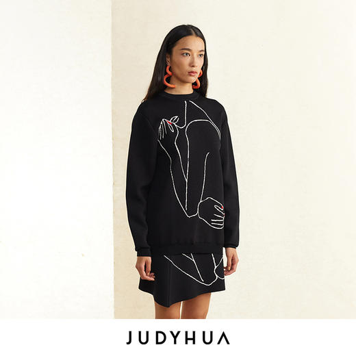 JUDYHUA 艺术感线条设计针织上衣 商品图2