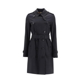 【二】BURBERRY 巴宝莉 女士肯辛顿版型 Trench 中长款束腰风衣 黑色 8027925 A1177