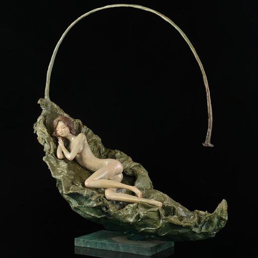 宇达青铜全铜摆件 李月作品《知心惟有月》限量8版 艺术装饰摆件  高67cm 商品图2