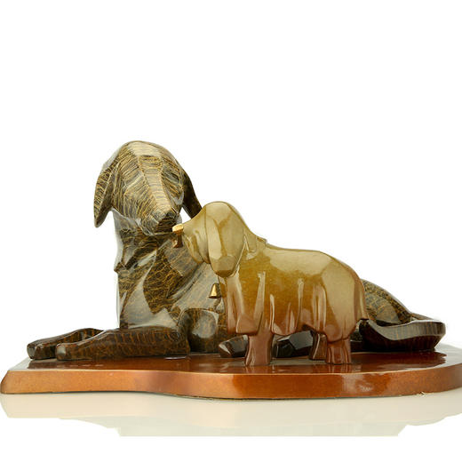 宇达青铜全铜狗摆件《和和美美》十二生肖 创意装饰 家居工艺摆件  高25.5cm 商品图1