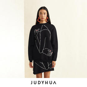 JUDYHUA 艺术感线条设计针织上衣