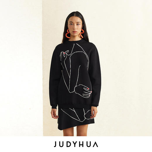 JUDYHUA 艺术感线条设计针织上衣 商品图0
