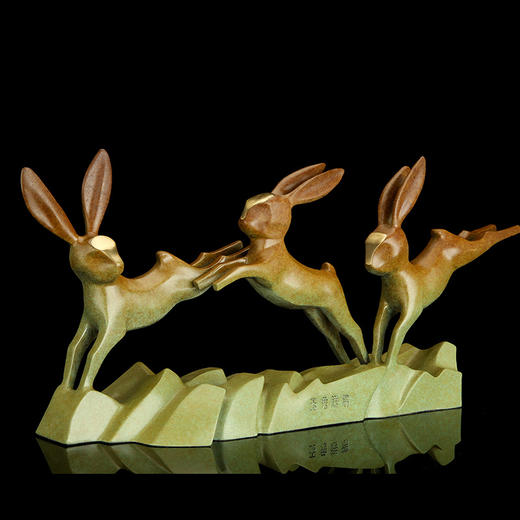 宇达青铜全铜兔摆件《玉兔送瑞》十二生肖 工艺品 装饰 家居 摆件  高25.3cm 商品图3