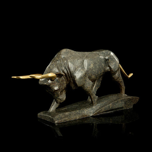 宇达青铜摆件 十二生肖牛《牛气冲天》创意装饰 家居工艺摆件  高24cm 商品图3