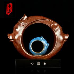 宇达青铜摆件 十二生肖猪《心连心》工艺品 装饰 家居摆件  高22cm