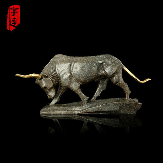 宇达青铜摆件 十二生肖牛《牛气冲天》创意装饰 家居工艺摆件  高24cm 商品图0