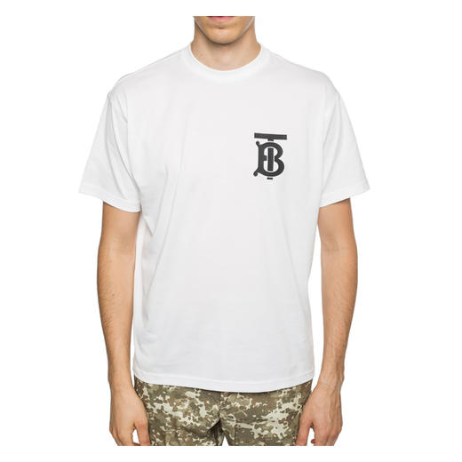BURBERRY 巴宝莉 男士TB专属标识装饰印花棉质圆领短袖T恤 白色 8017485 A1464 商品图1