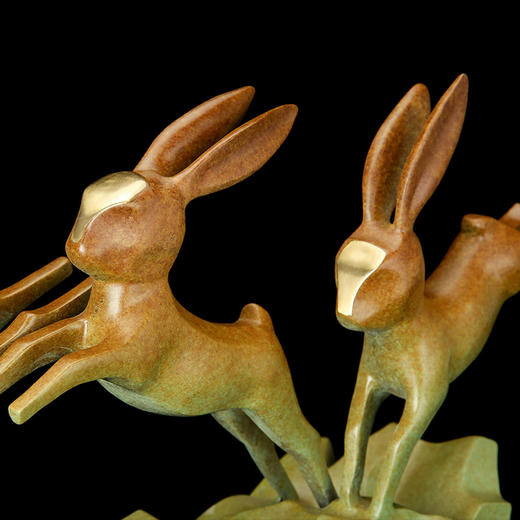 宇达青铜全铜兔摆件《玉兔送瑞》十二生肖 工艺品 装饰 家居 摆件  高25.3cm 商品图4