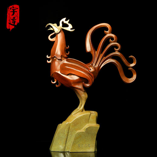 宇达青铜摆件 十二生肖鸡《春回大地》创意装饰 家居工艺摆件  高52.3cm 商品图0
