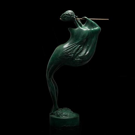 宇达青铜摆件 杨学军作品《空中飘散的笛音》限量99版 艺术摆件  高52cm 商品图3