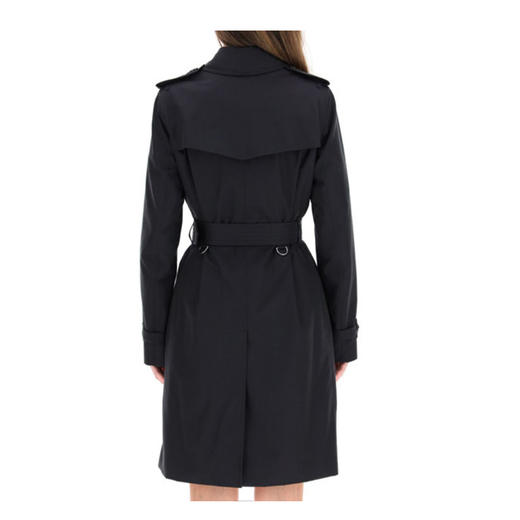 【二】BURBERRY 巴宝莉 女士肯辛顿版型 Trench 中长款束腰风衣 黑色 8027925 A1177 商品图3