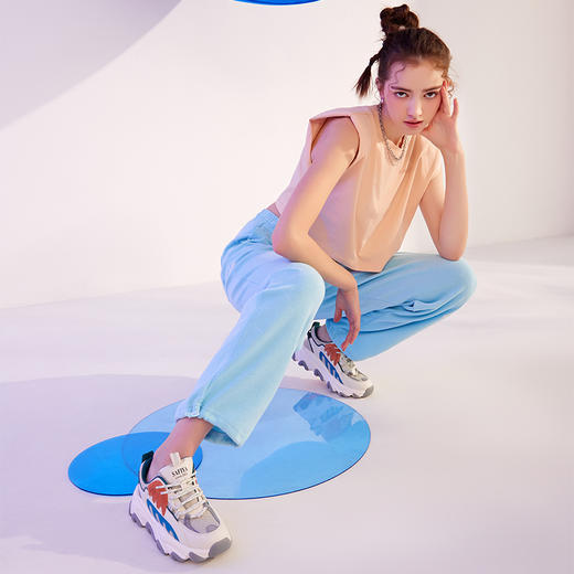 Safiya索菲娅森系枫叶老爹鞋2021真皮小虎牙运动鞋SF11112262 商品图3