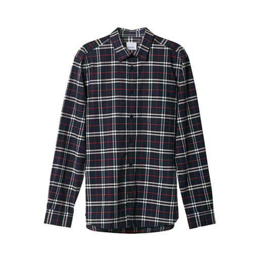 BURBERRY 巴宝莉 男士小号格纹弹力棉质长袖衬衫 8018640 A1960 商品图0