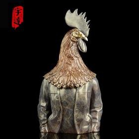 宇达青铜文化 限量12版  名家艺术品《高等动物之雄鸡先生》 作者：毛锎  高44cm