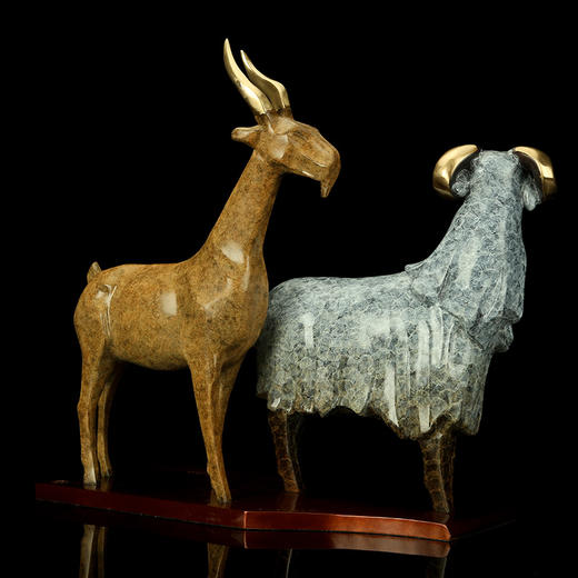 宇达青铜全铜羊摆件《喜气洋洋》十二生肖 创意装饰 家居工艺摆件  高42cm 商品图3