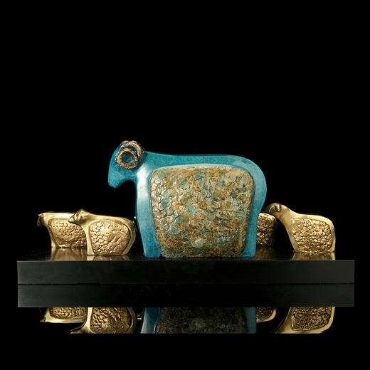 宇达青铜摆件 十二生肖羊《吉祥绵长·福驻安康》创意 装饰工艺摆件  高18.5cm 商品图2