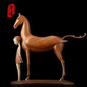 宇达青铜文化  名家青铜艺术品《以梦为马~似水》 作者：俞科  长33.2cm