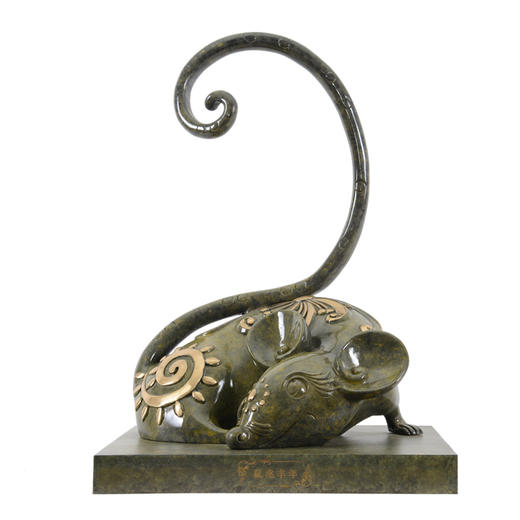 宇达青铜全铜鼠摆件《鼠兆丰年》鼠年 家居 艺术装饰摆件  高39cm 商品图1