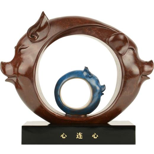 宇达青铜摆件 十二生肖猪《心连心》工艺品 装饰 家居摆件  高22cm 商品图1