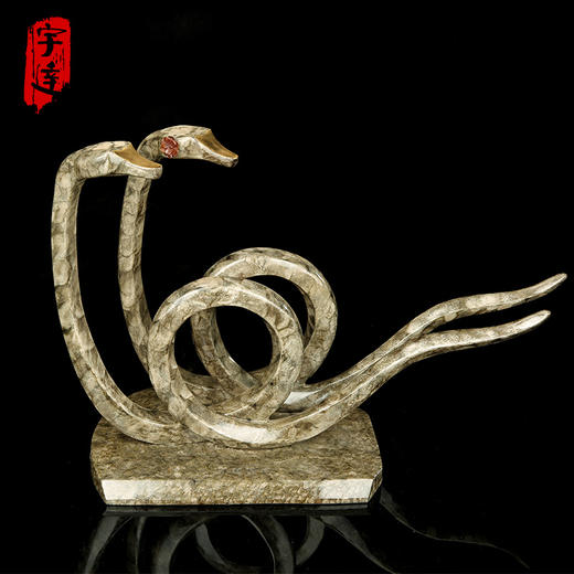 宇达青铜全铜蛇摆件《团团圆圆》十二生肖 创意装饰 家居工艺摆件  高30.8cm 商品图0