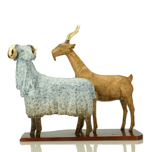 宇达青铜全铜羊摆件《喜气洋洋》十二生肖 创意装饰 家居工艺摆件  高42cm 商品图1