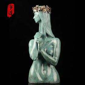 宇达青铜文化 限量12版  名家雕塑艺术品 《高等动物之叶冠女子》 作者：毛锎  高50cm