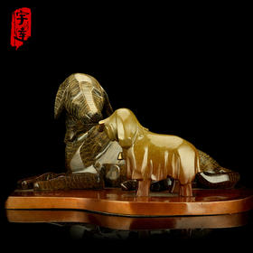 宇达青铜全铜狗摆件《和和美美》十二生肖 创意装饰 家居工艺摆件  高25.5cm