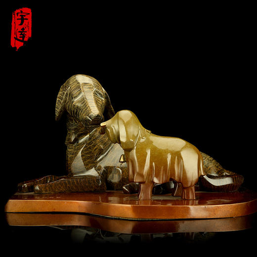 宇达青铜全铜狗摆件《和和美美》十二生肖 创意装饰 家居工艺摆件  高25.5cm 商品图0