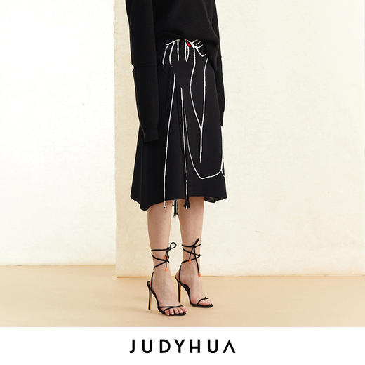 JUDYHUA 艺术感线条设计针织半身裙 商品图2