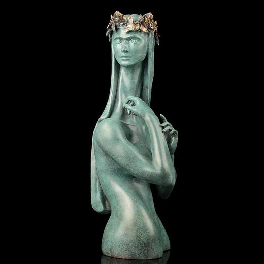 宇达青铜文化 限量12版  名家雕塑艺术品 《高等动物之叶冠女子》 作者：毛锎  高50cm 商品图2