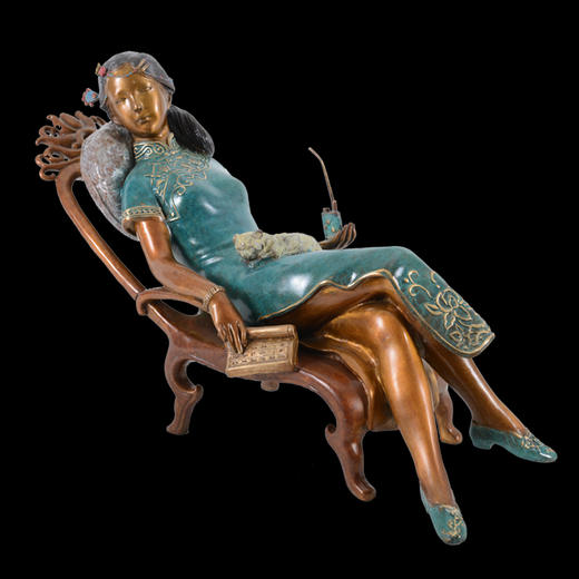 宇达青铜摆件 吴信坤作品《春天里》限量99件 艺术摆件  长47.5cm 商品图3