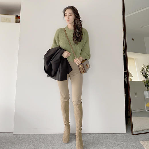 “新晋神裤” 卡其色高腰休闲直筒九分西裤 商品图2