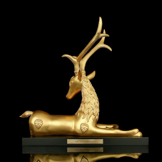 宇达青铜全铜摆件《卧鹿》仿复制国礼 贴金 家居装饰 工艺品摆件 商品图2