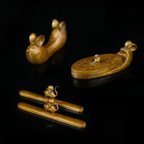 宇达青铜全铜鼠摆件《鼠你开心》鼠年新品 家居 艺术装饰摆件  高3.4cm