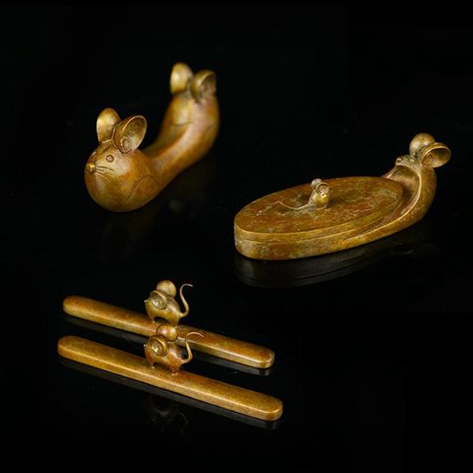 宇达青铜全铜鼠摆件《鼠你开心》鼠年新品 家居 艺术装饰摆件  高3.4cm 商品图0