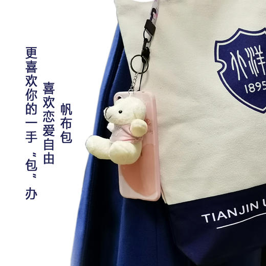 北洋蓝单肩蓝底帆布包 商品图0