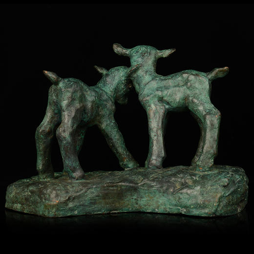 宇达青铜全铜摆件 秦璞作品《双羊》限量99版  艺术装饰摆件  高30cm 商品图2