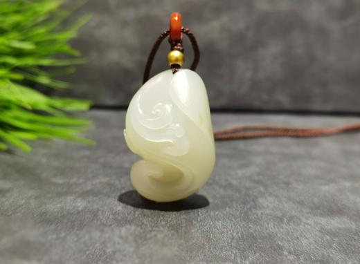 【御珠宫坊】羊脂白玉子料如意挂件 商品图0